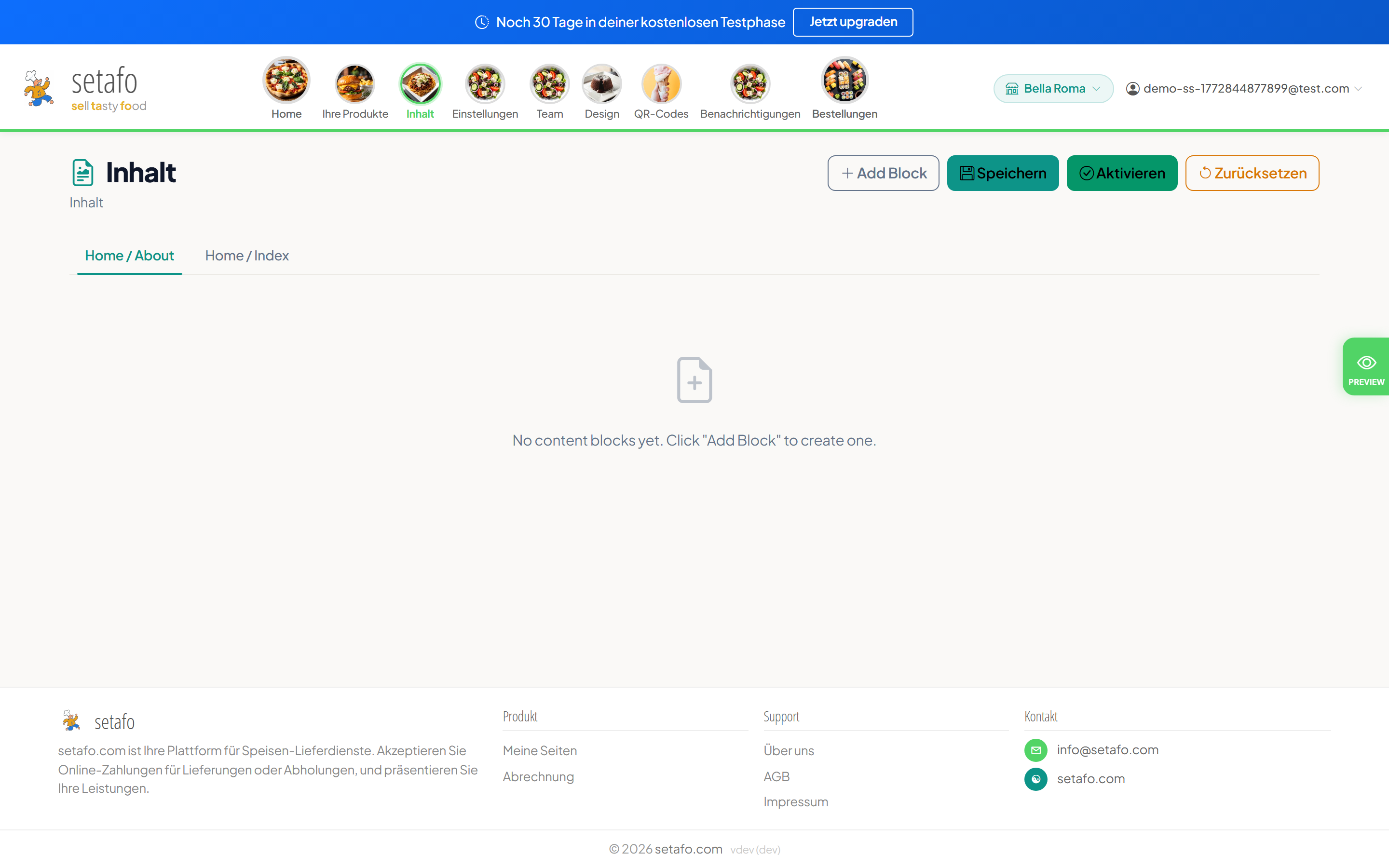 SeTaFo Content-Editor für Seiten wie Impressum und AGB